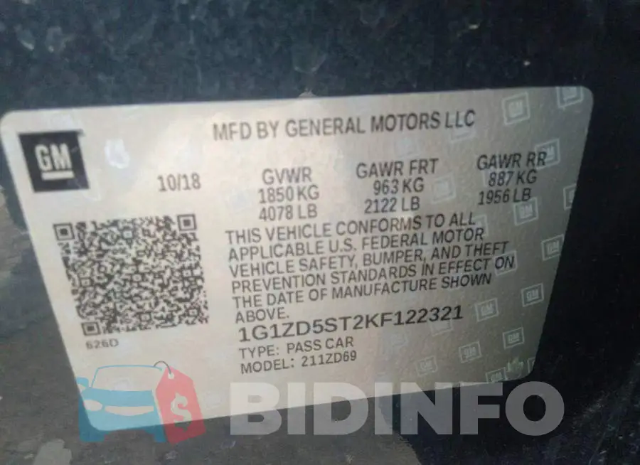 1G1ZD5ST2KF122321 Photo# 9