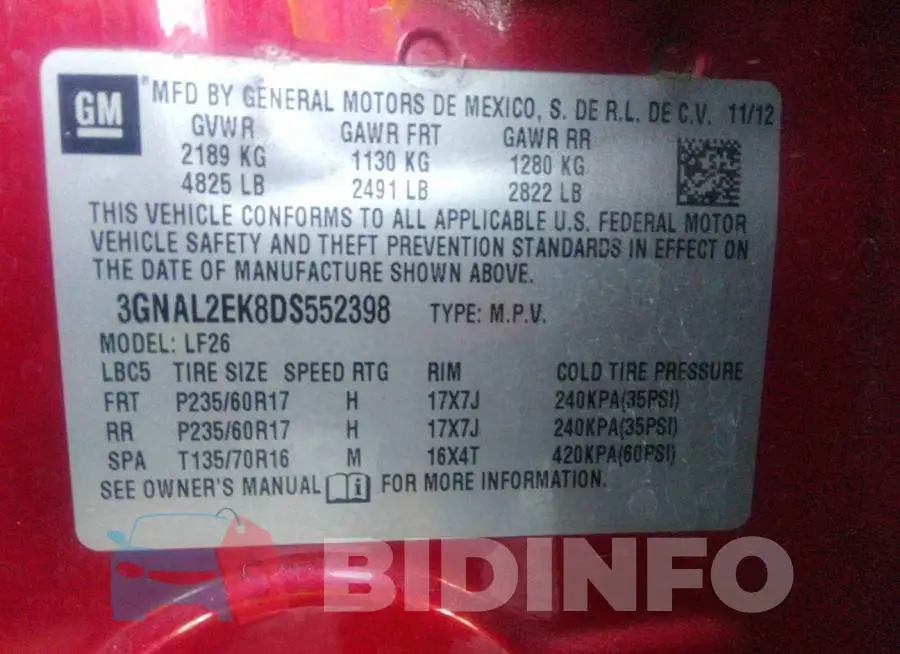 3GNAL2EK8DS552398 Photo# 9