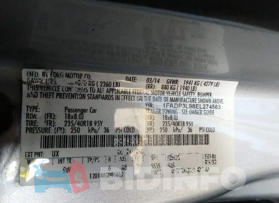 1FADP3L98EL274583 Photo# 9