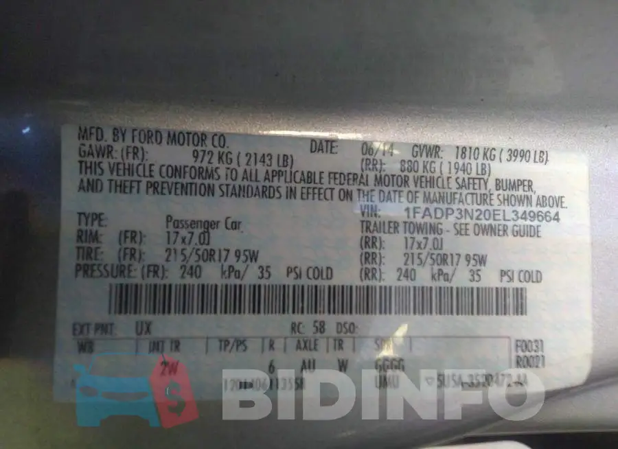 1FADP3N20EL349664 Photo# 9