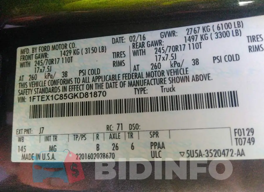 1FTEX1C85GKD81870 Photo# 9