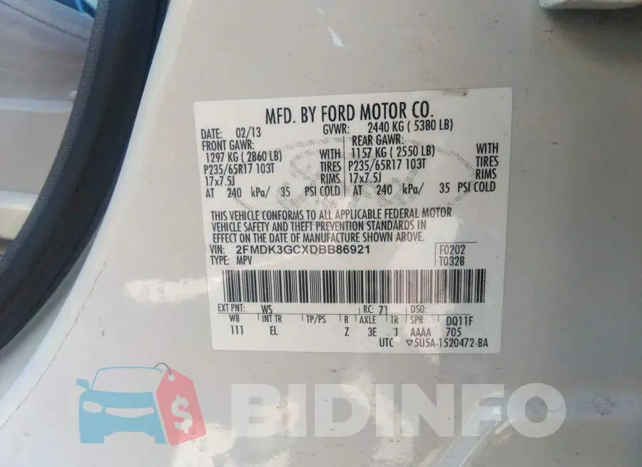 2FMDK3GCXDBB86921 Photo# 9