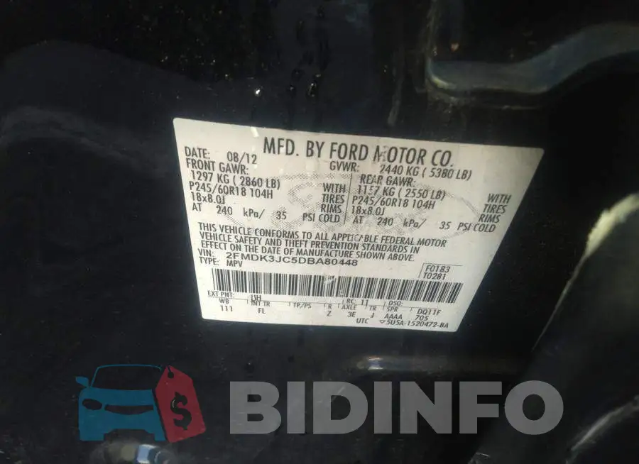 2FMDK3JC5DBA80448 Photo# 9