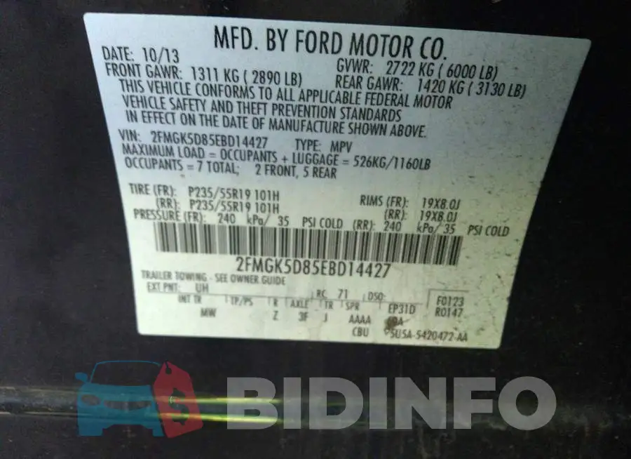 2FMGK5D85EBD14427 Photo# 9