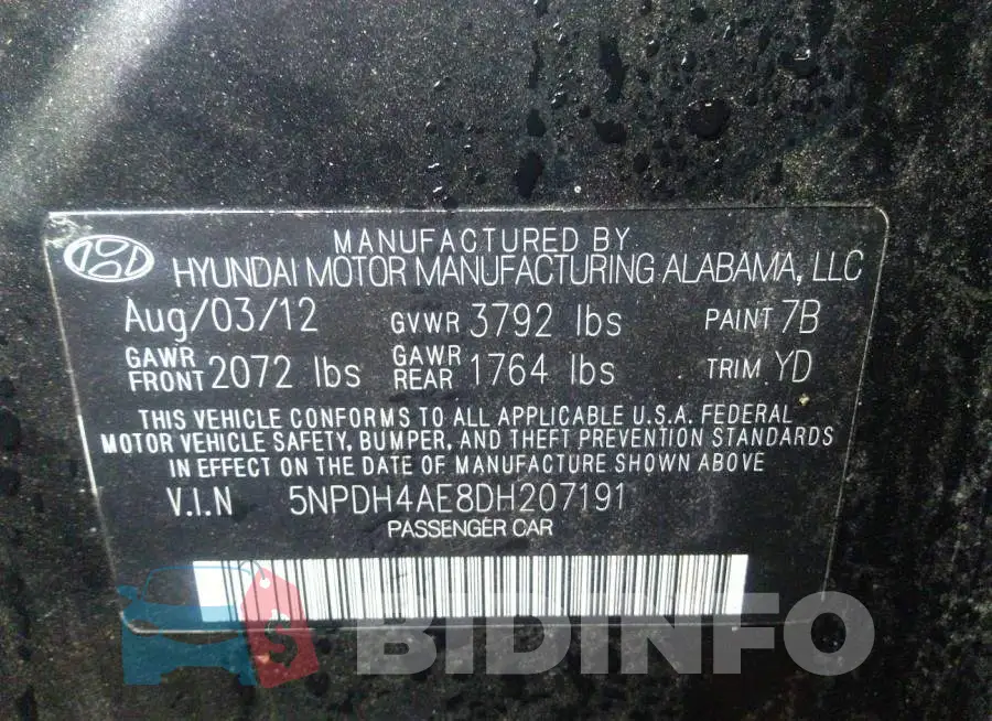 5NPDH4AE8DH207191 Photo# 9