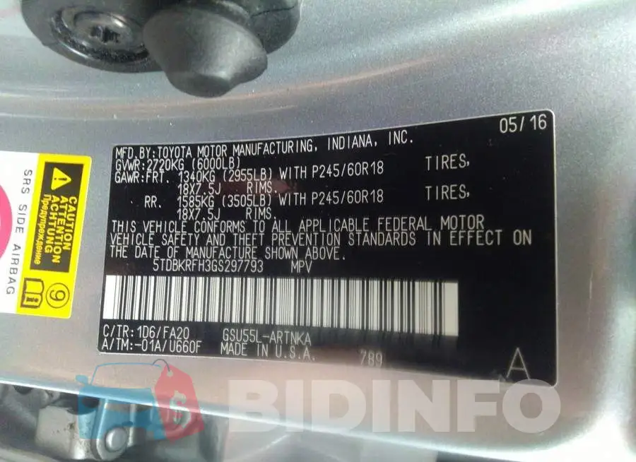 5TDBKRFH3GS297793 Photo# 9