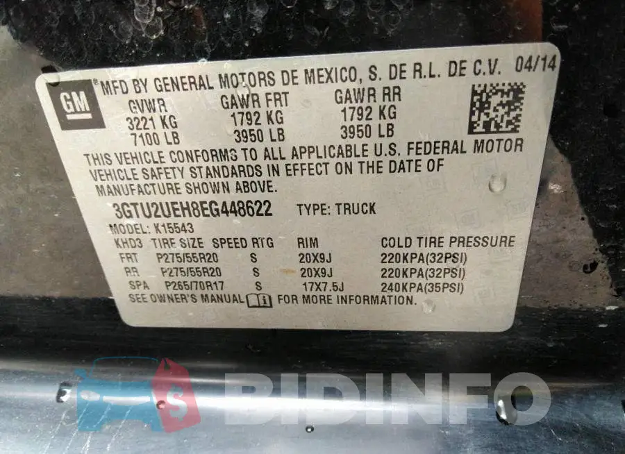 3GTU2UEH8EG448622 Photo# 9