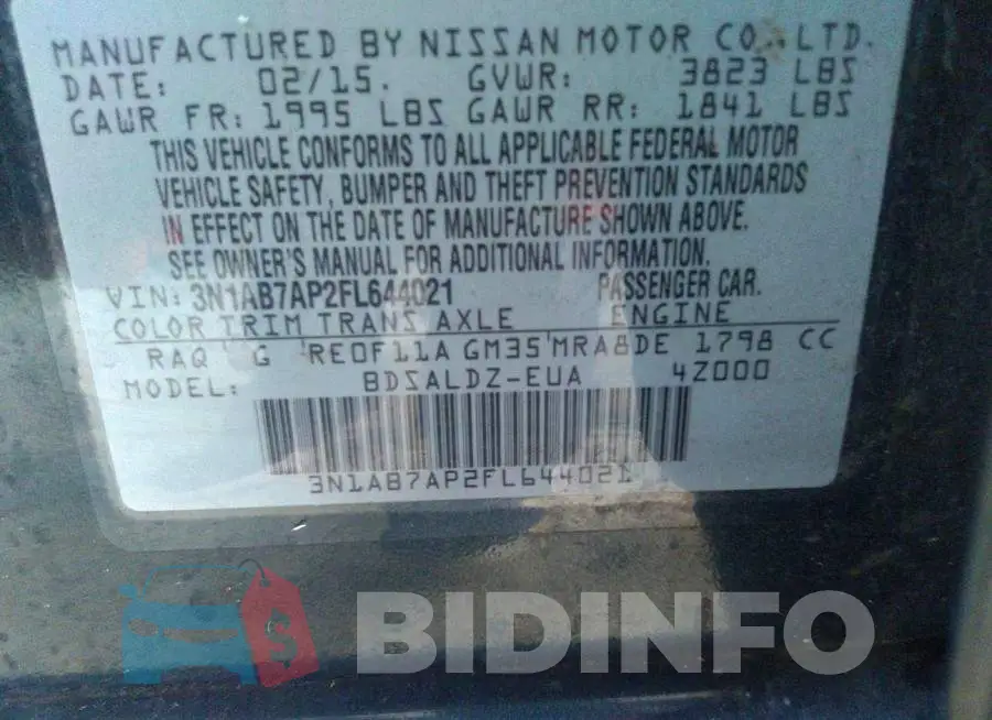 3N1AB7AP2FL644021 Photo# 9