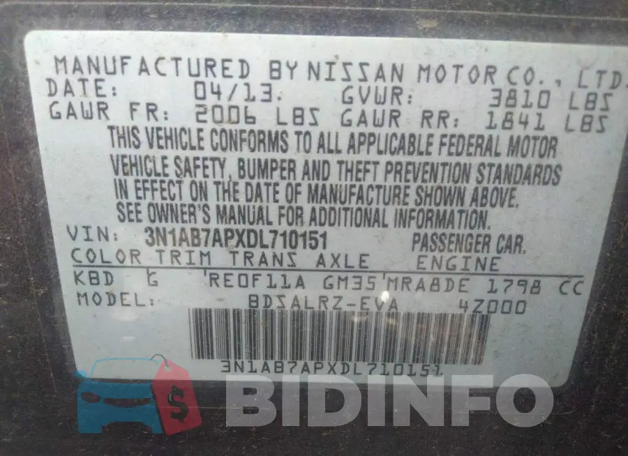 3N1AB7APXDL710151 Photo# 9