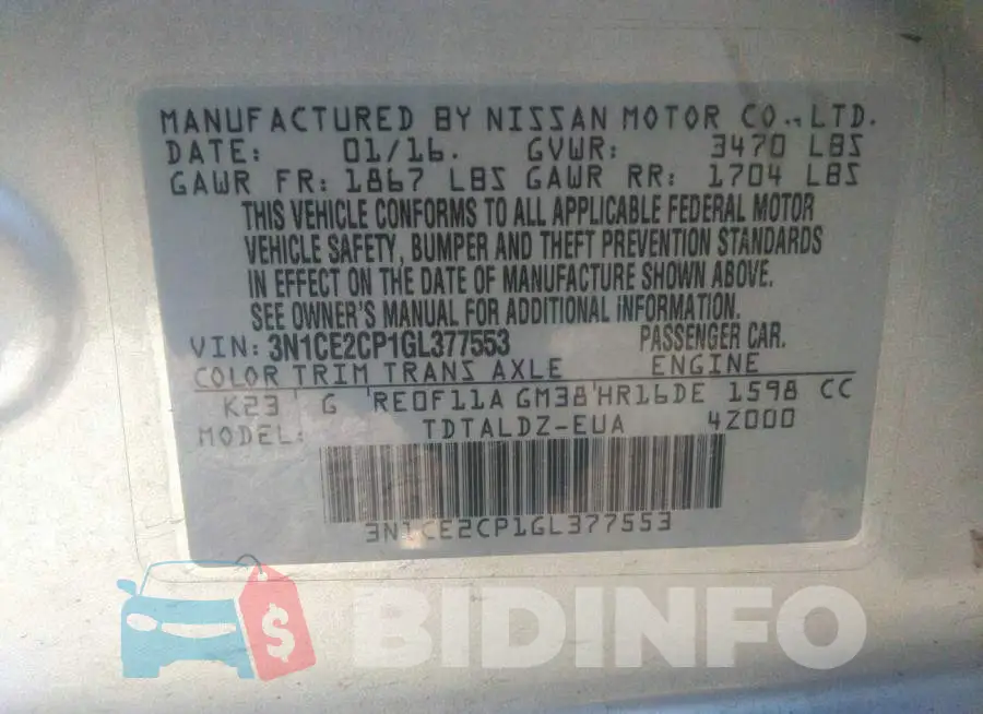 3N1CE2CP1GL377553 Photo# 9