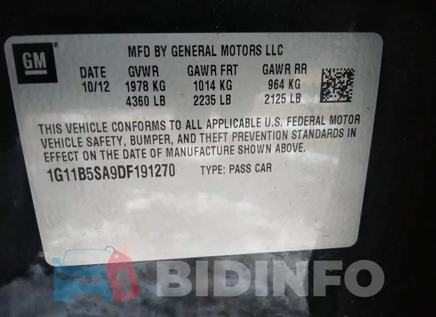 1G11B5SA9DF191270 Photo# 9