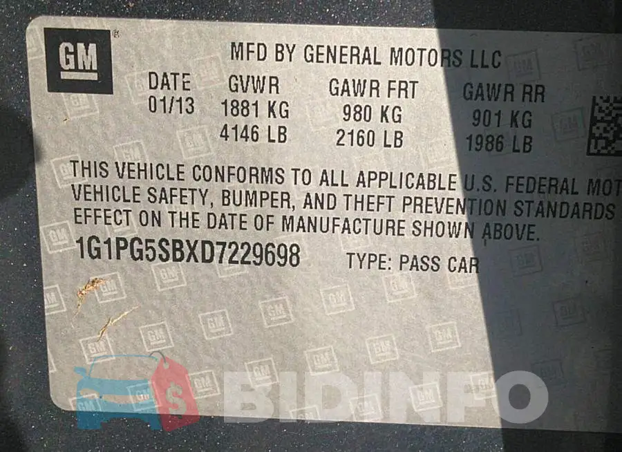 1G1PG5SBXD7229698 Photo# 9