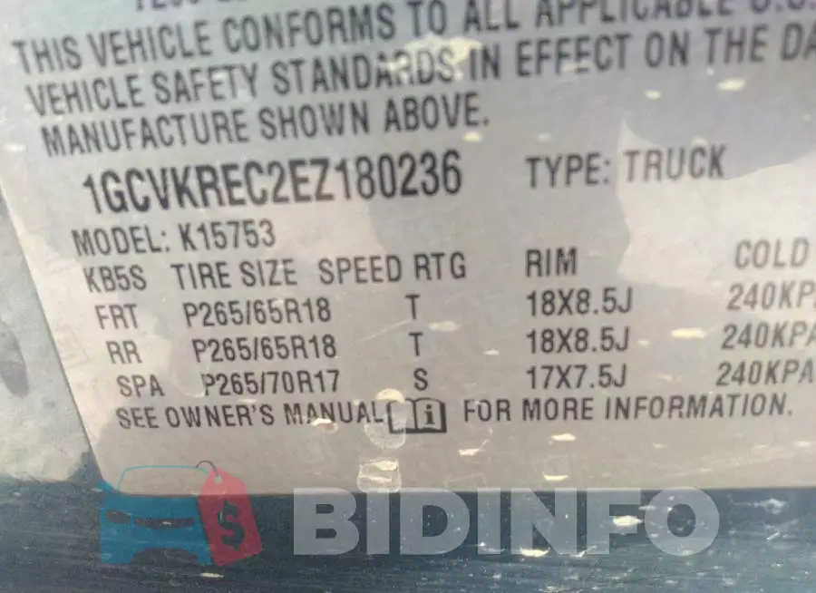 1GCVKREC2EZ180236 Photo# 9