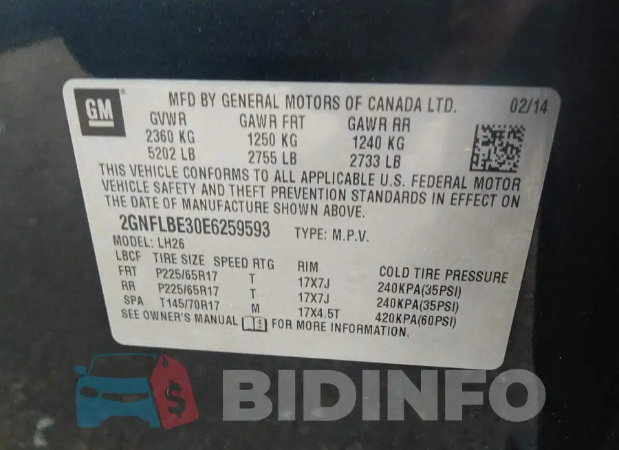 2GNFLBE30E6259593 Photo# 9