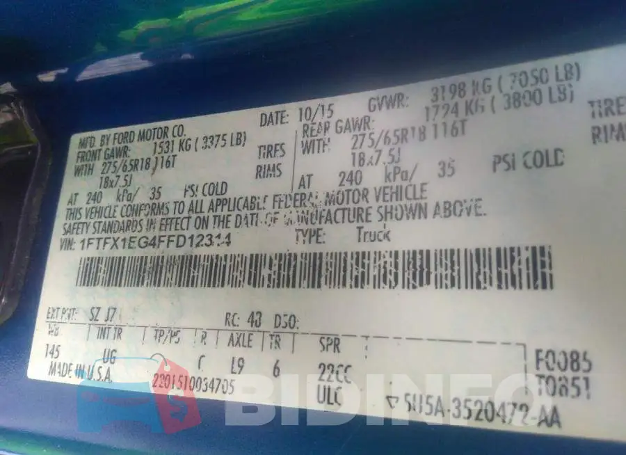 1FTFX1EG4FFD12314 Photo# 9
