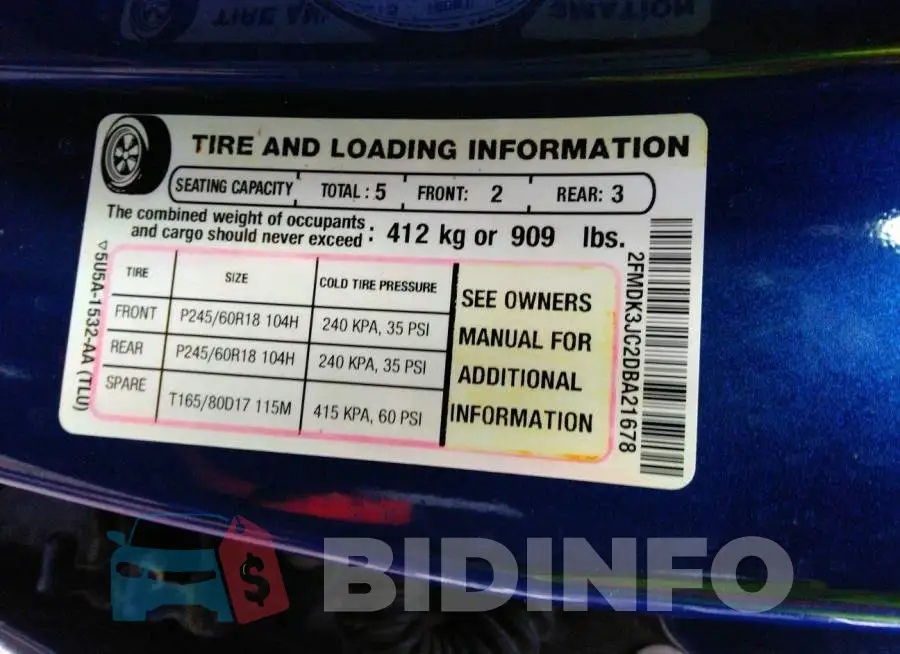 2FMDK3JC2DBA21678 Photo# 9