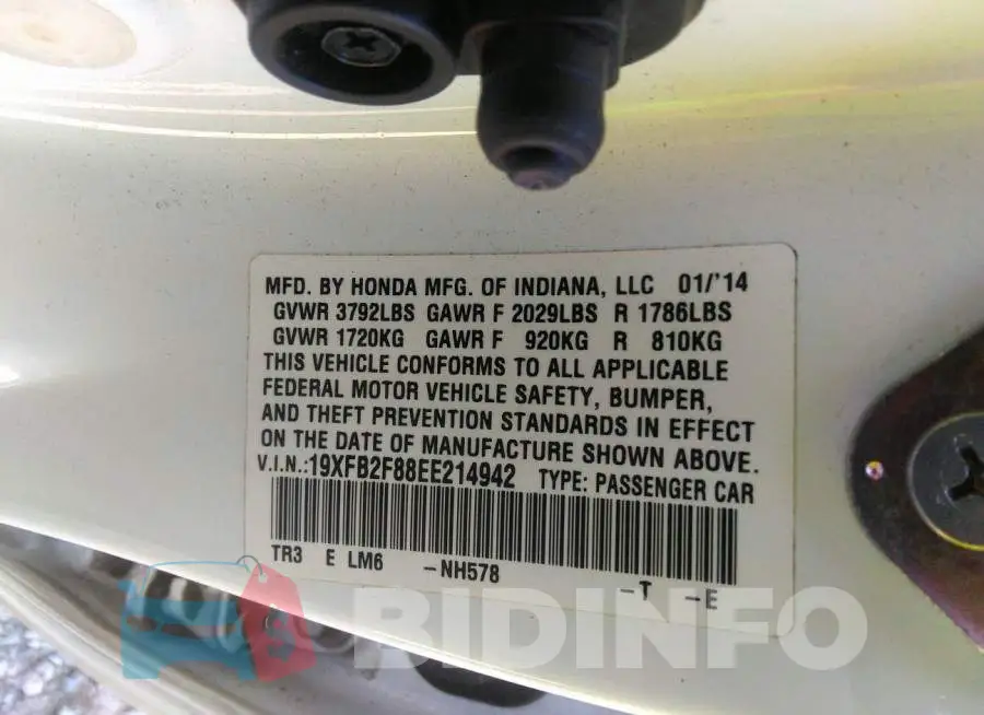 19XFB2F88EE214942 Photo# 9