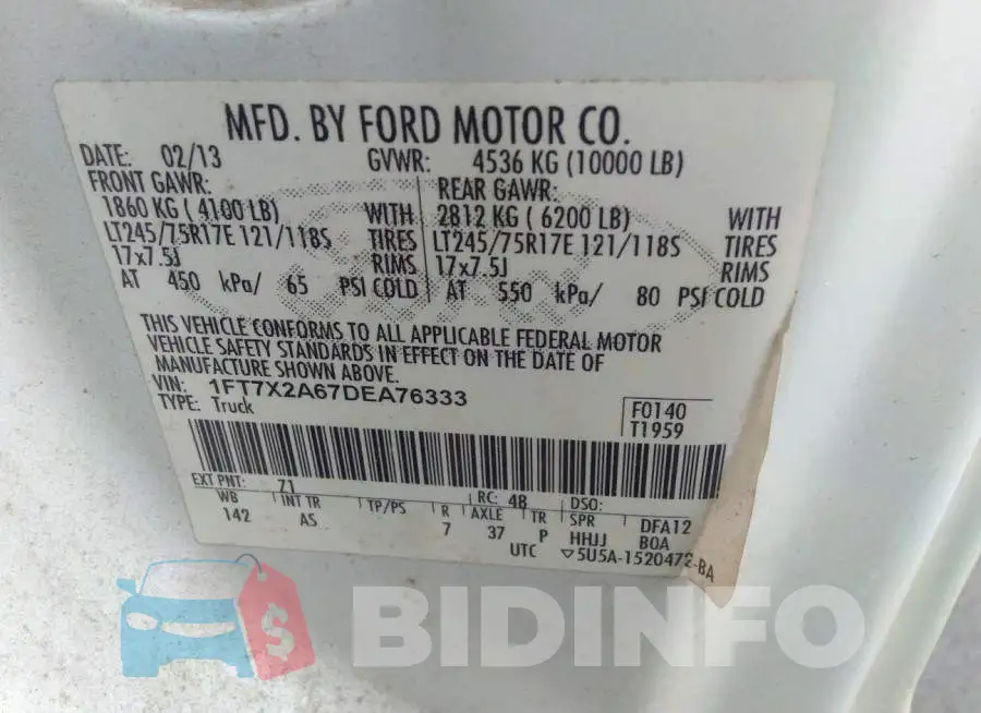 1FT7X2A67DEA76333 Photo# 9