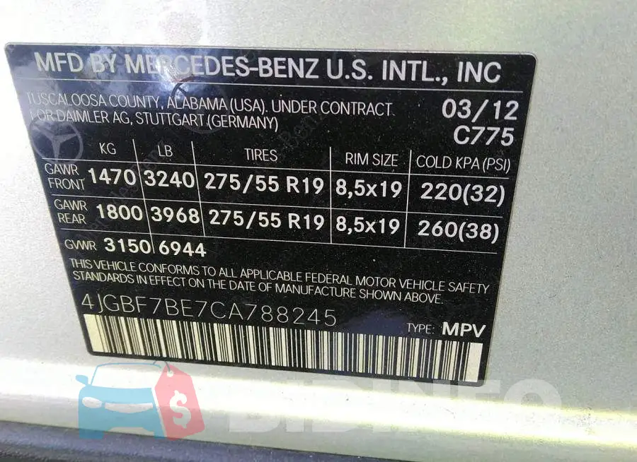 4JGBF7BE7CA788245 Photo# 9
