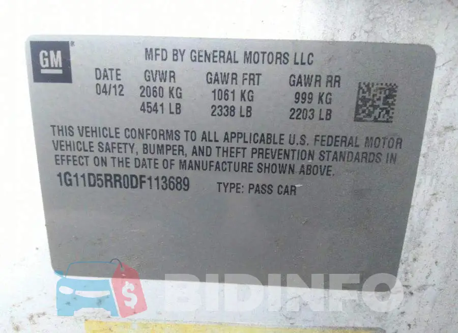 1G11D5RR0DF113689 Photo# 9