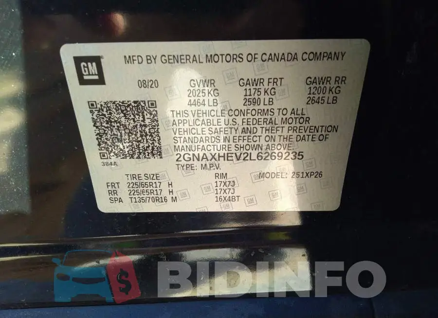 2GNAXHEV2L6269235 Photo# 9