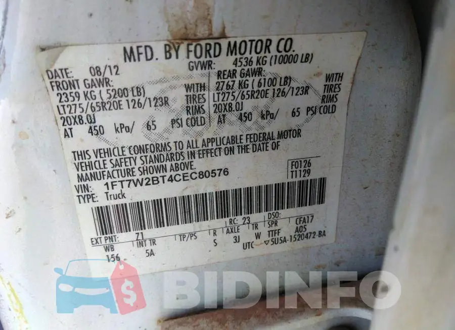 1FT7W2BT4CEC80576 Photo# 9