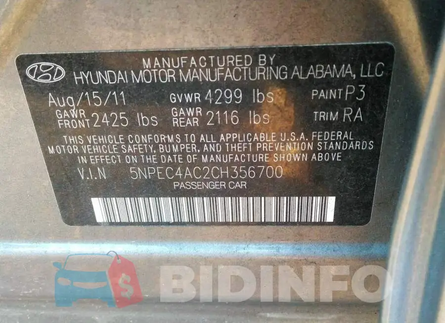 5NPEC4AC2CH356700 Photo# 9