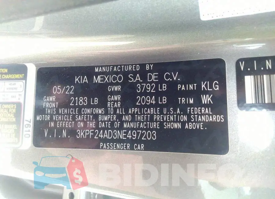 3KPF24AD3NE497203 Photo# 9