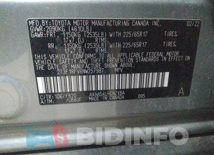 2T3F1RFV6NW257987 Photo# 9