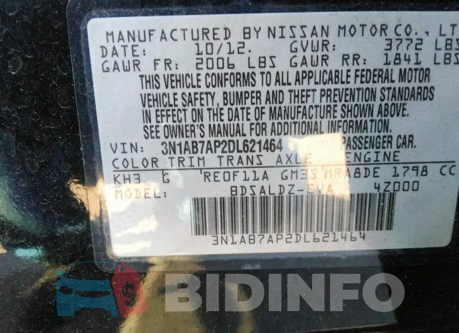3N1AB7AP2DL621464 Photo# 9