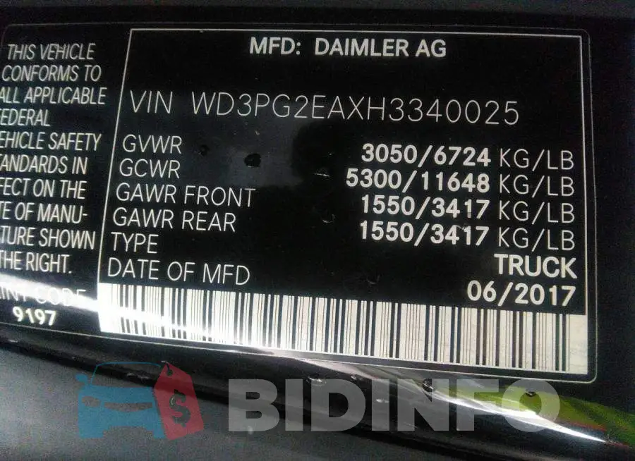 WD3PG2EAXH3340025 Photo# 9