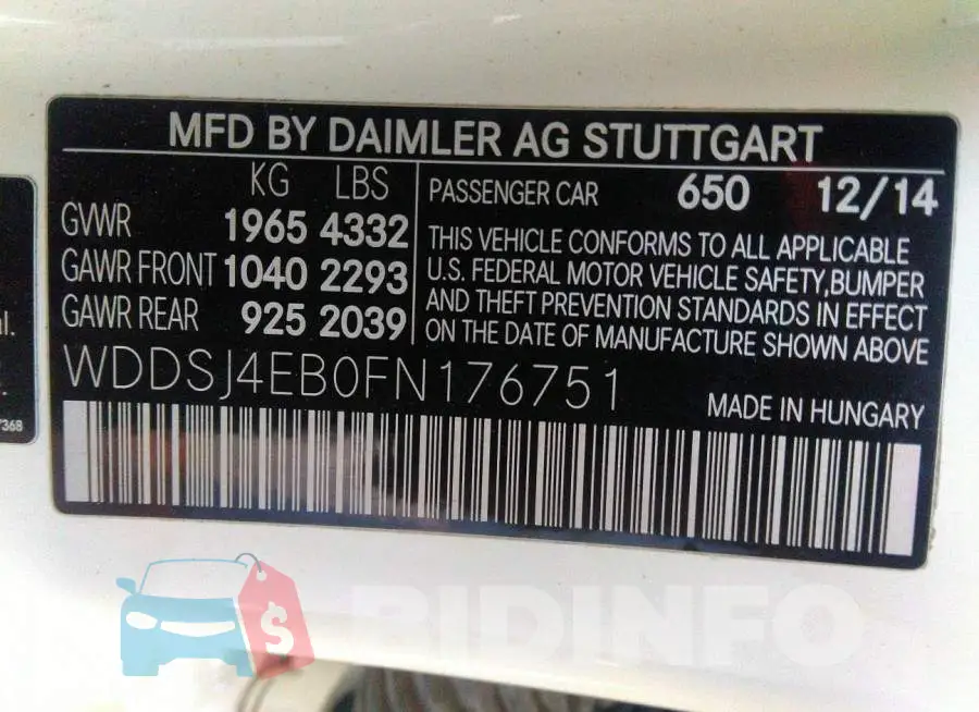 WDDSJ4EB0FN176751 Photo# 9