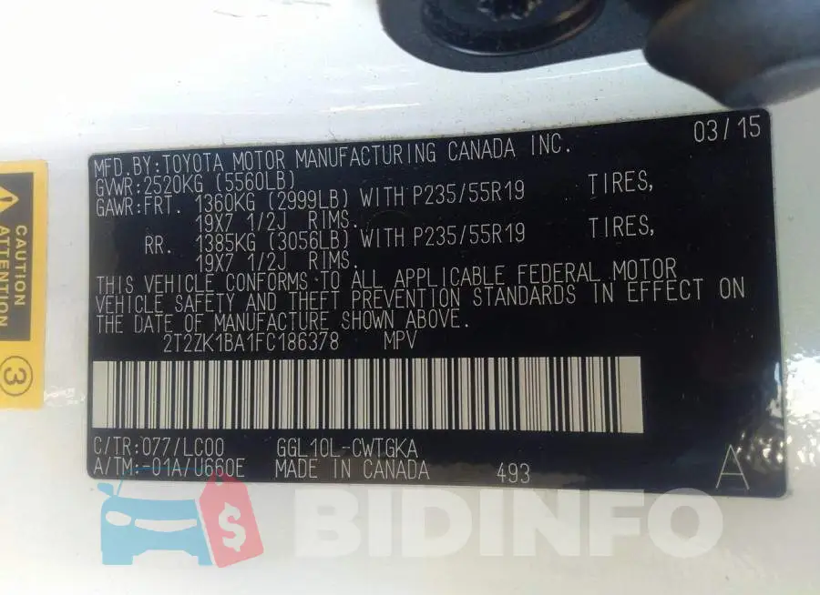 2T2ZK1BA1FC186378 Photo# 9