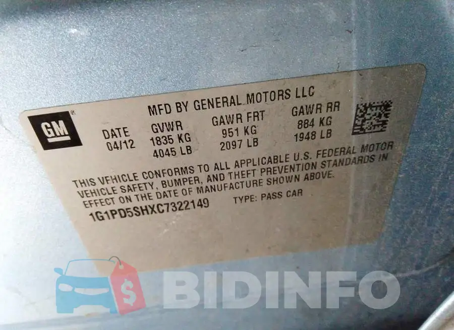 1G1PD5SHXC7322149 Photo# 9