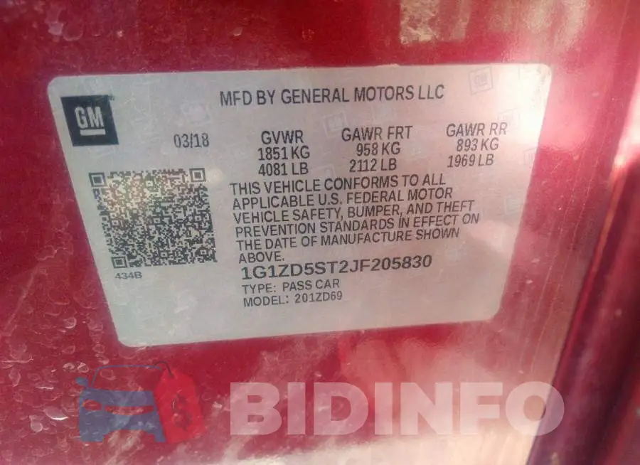 1G1ZD5ST2JF205830 Photo# 9