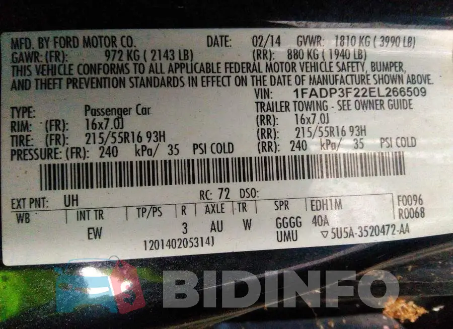 1FADP3F22EL266509 Photo# 9