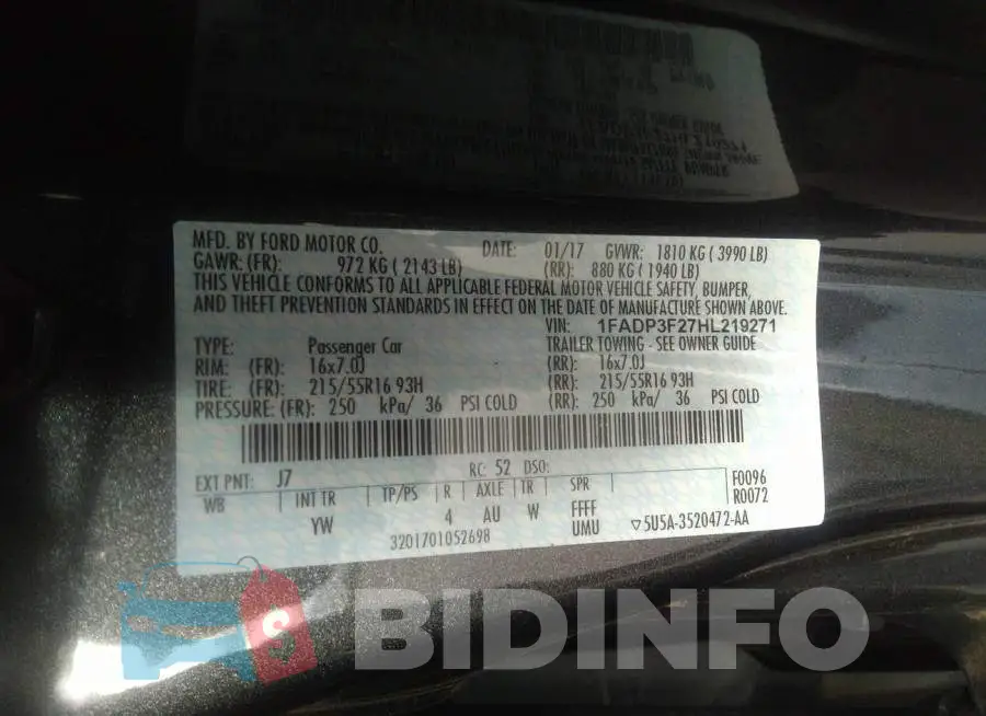 1FADP3F27HL219271 Photo# 9