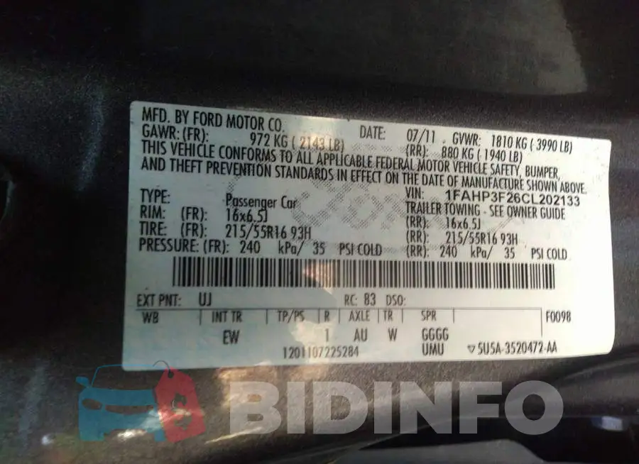 1FAHP3F26CL202133 Photo# 9