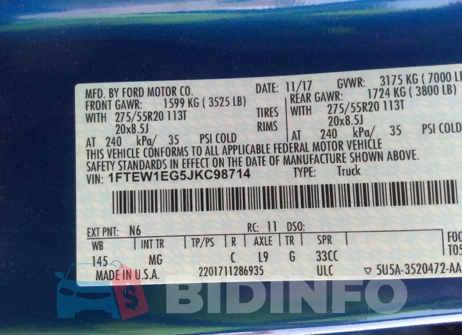 1FTEW1EG9JKC98714 Photo# 9