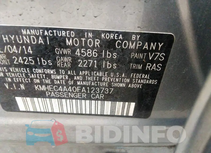 KMHEC4A40FA123737 Photo# 9