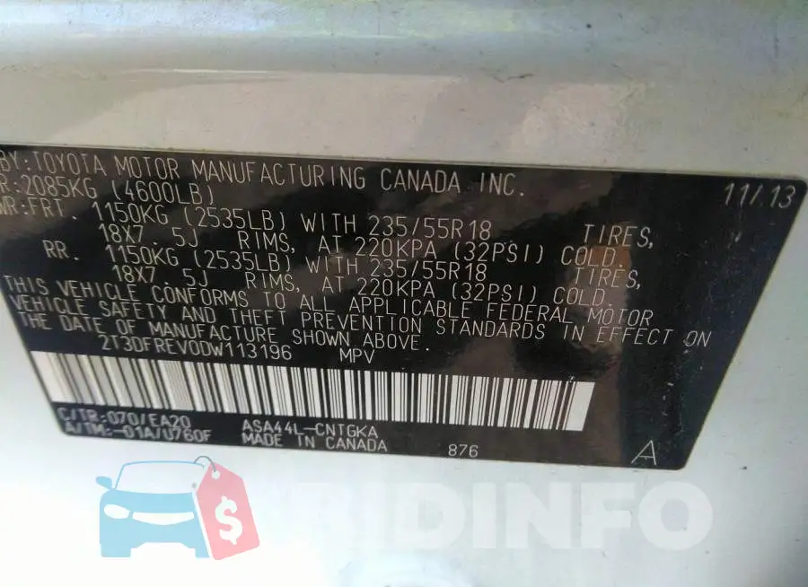 2T3DFREV0DW113196 Photo# 9