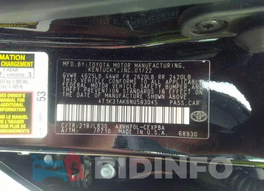 4T1K31AK6NU583045 Photo# 9