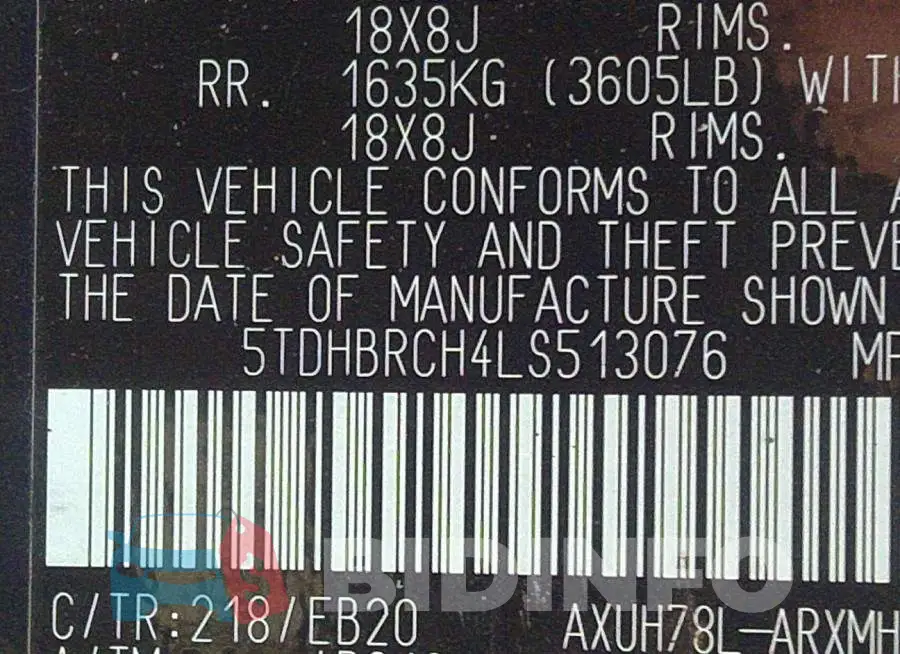 5TDHBRCH4LS513076 Photo# 9