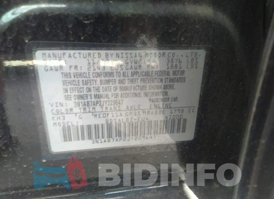 3N1AB7AP2JY229647 Photo# 9