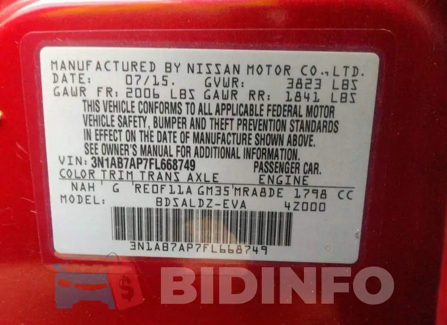 3N1AB7AP7FL668749 Photo# 9