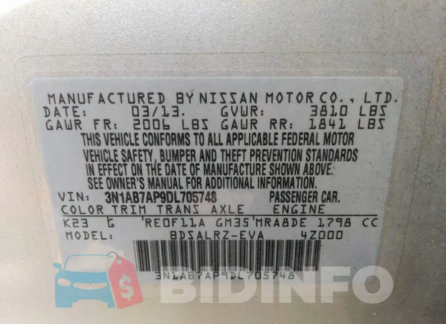 3N1AB7AP9DL705748 Photo# 9