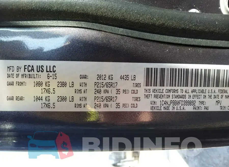 1C4NJPBB0FD399892 Photo# 9