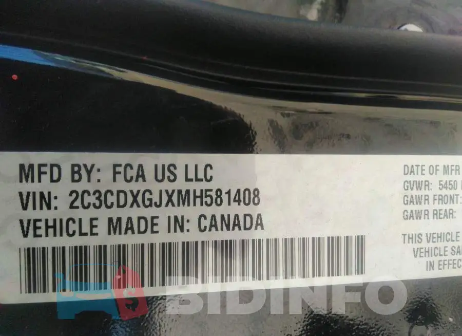 2C3CDXGJXMH581408 Photo# 9