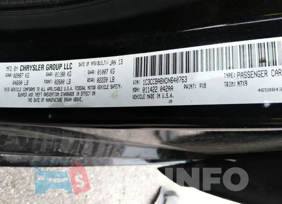 1C3CCBABXDN640763 Photo# 8