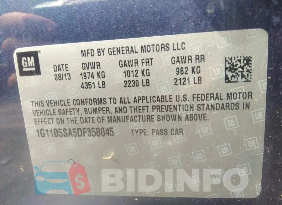1G11B5SA5DF358045 Photo# 9